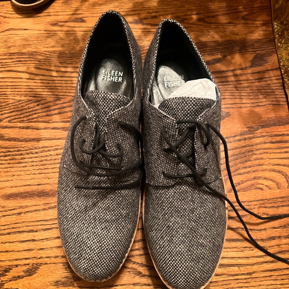 Eileen Fisher Eddy platform Oxford Women’s  Herringbone dressy and comfortable. - Picture 2 of 4